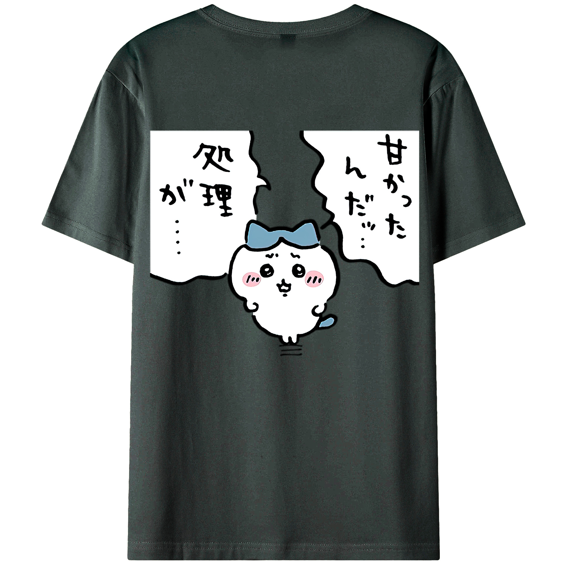 （画像用） ちいかわ ハチワレ Chii-kawa hachiware 綿100％ メンズ半袖Tシャツ（バックプリント） 通気性